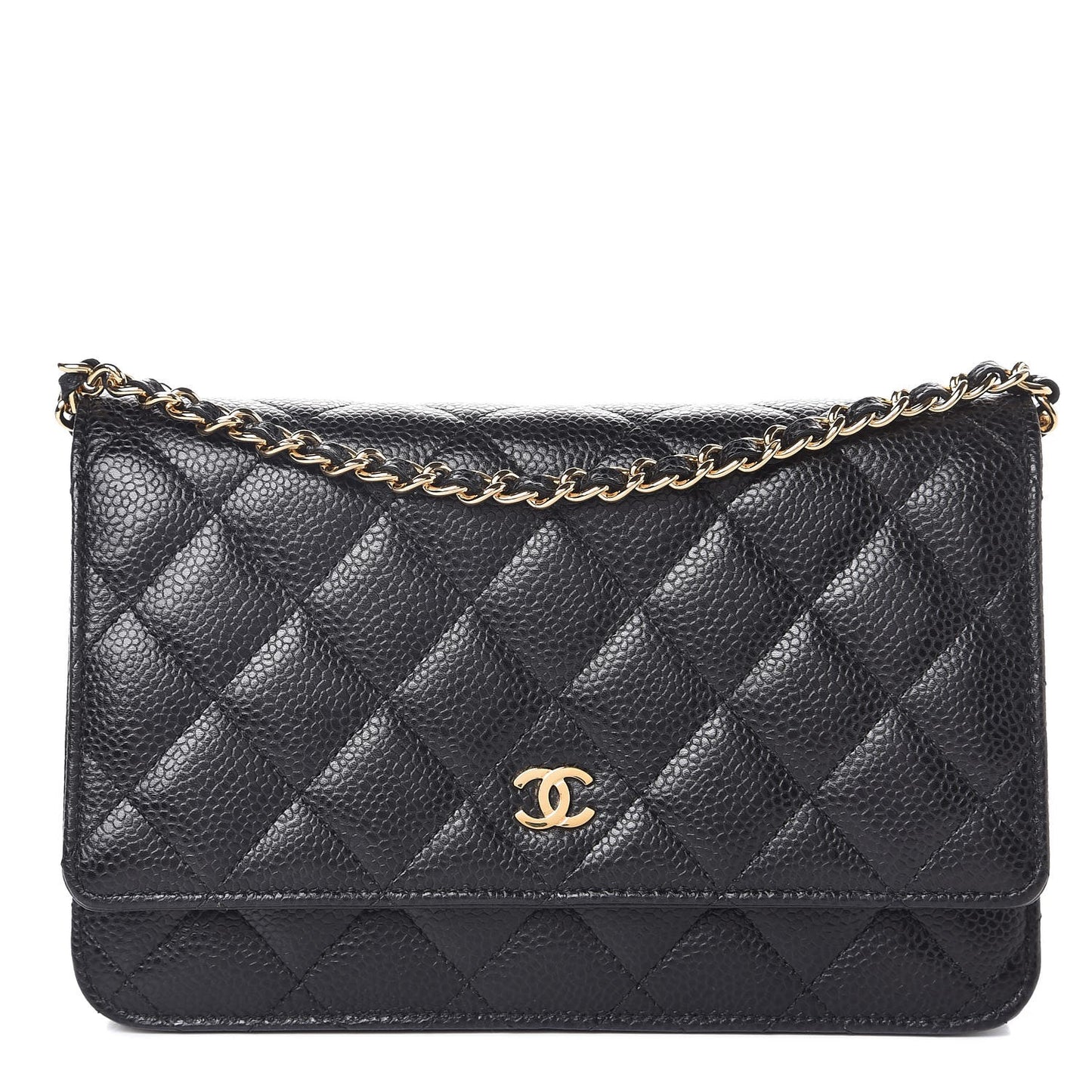 Caviar Quilted Wallet On Chain WOC Black