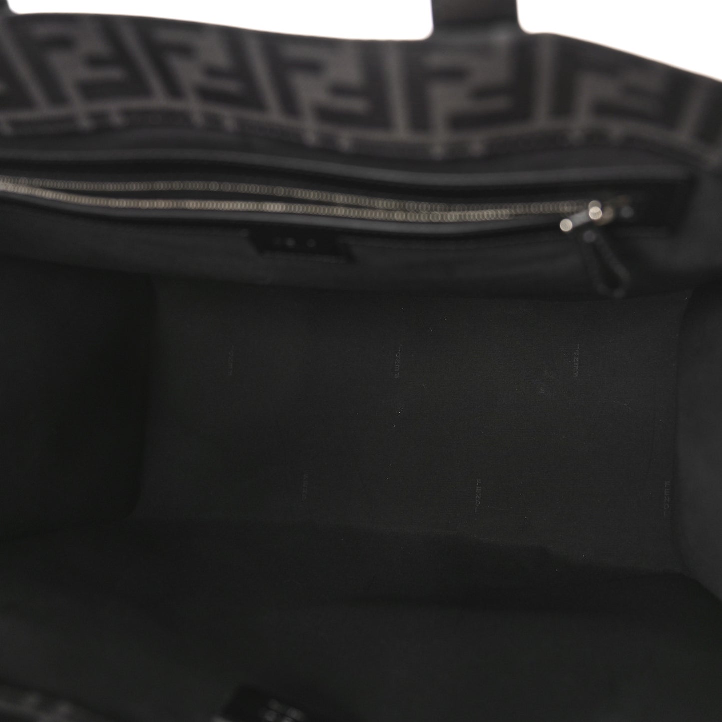 Recycled Fabric Jacquard Vitello Astro FF 1974 Shopping Tote Asfalto Black