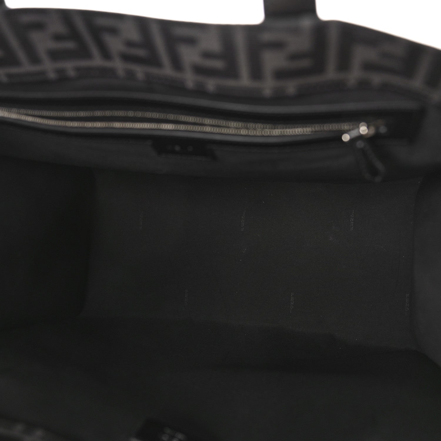 Fendi Recycled Fabric Jacquard Vitello Astro FF 1974 Shopping Tote Asfalto Black 5 of 8