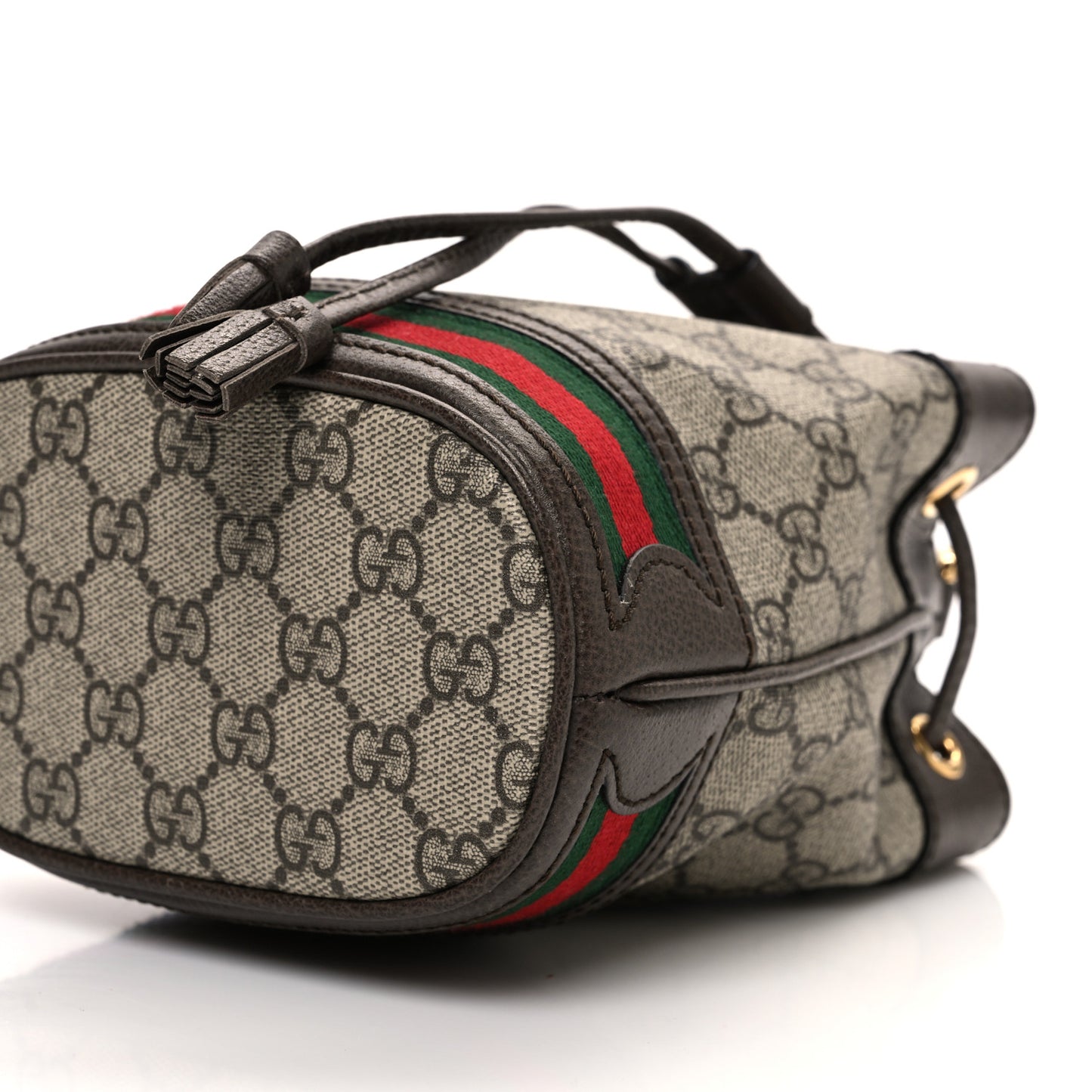 GG Supreme Monogram Web Mini Ophidia Bucket Bag Brown