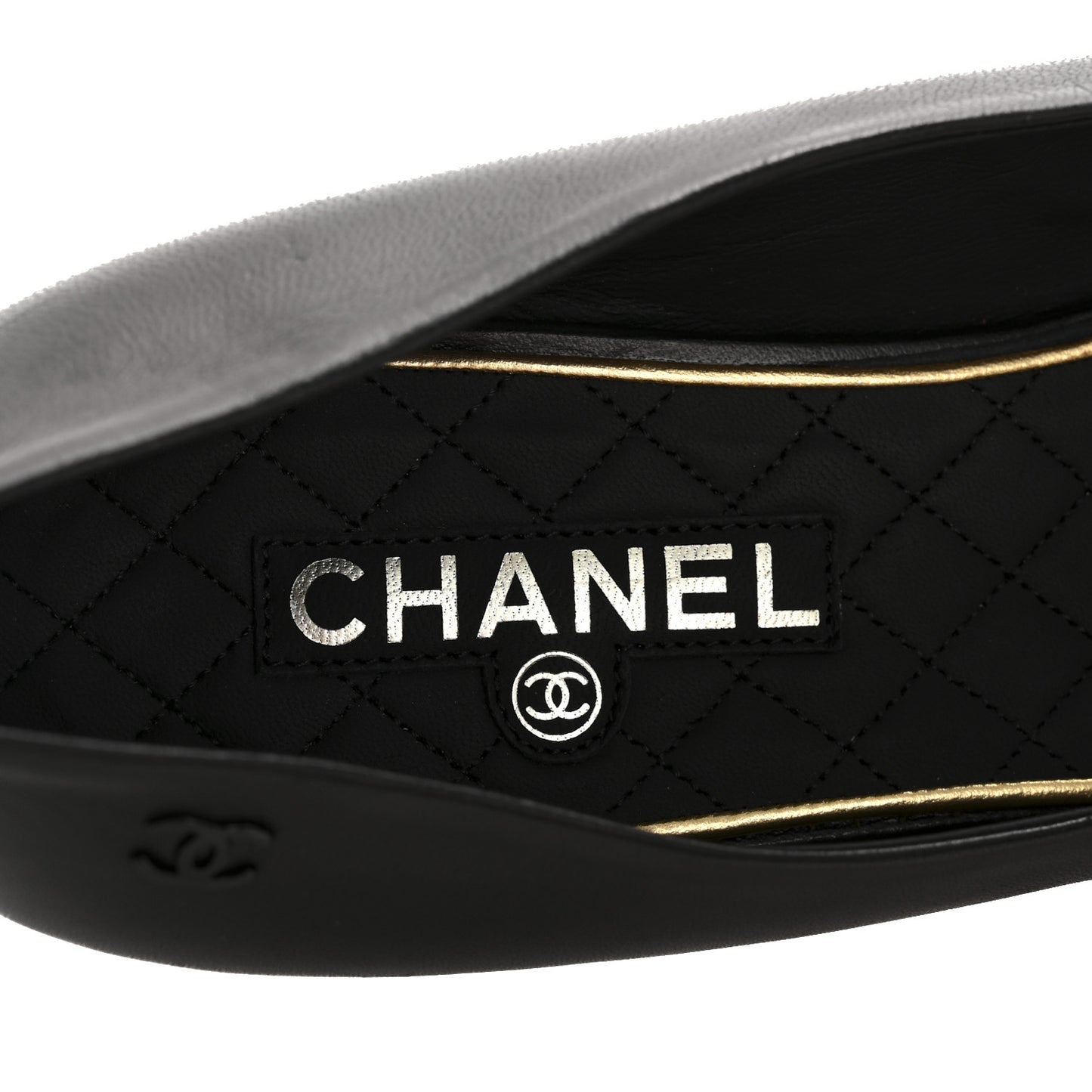 Lambskin CC Cap Toe Bow Ballerina Flats 39.5 Black