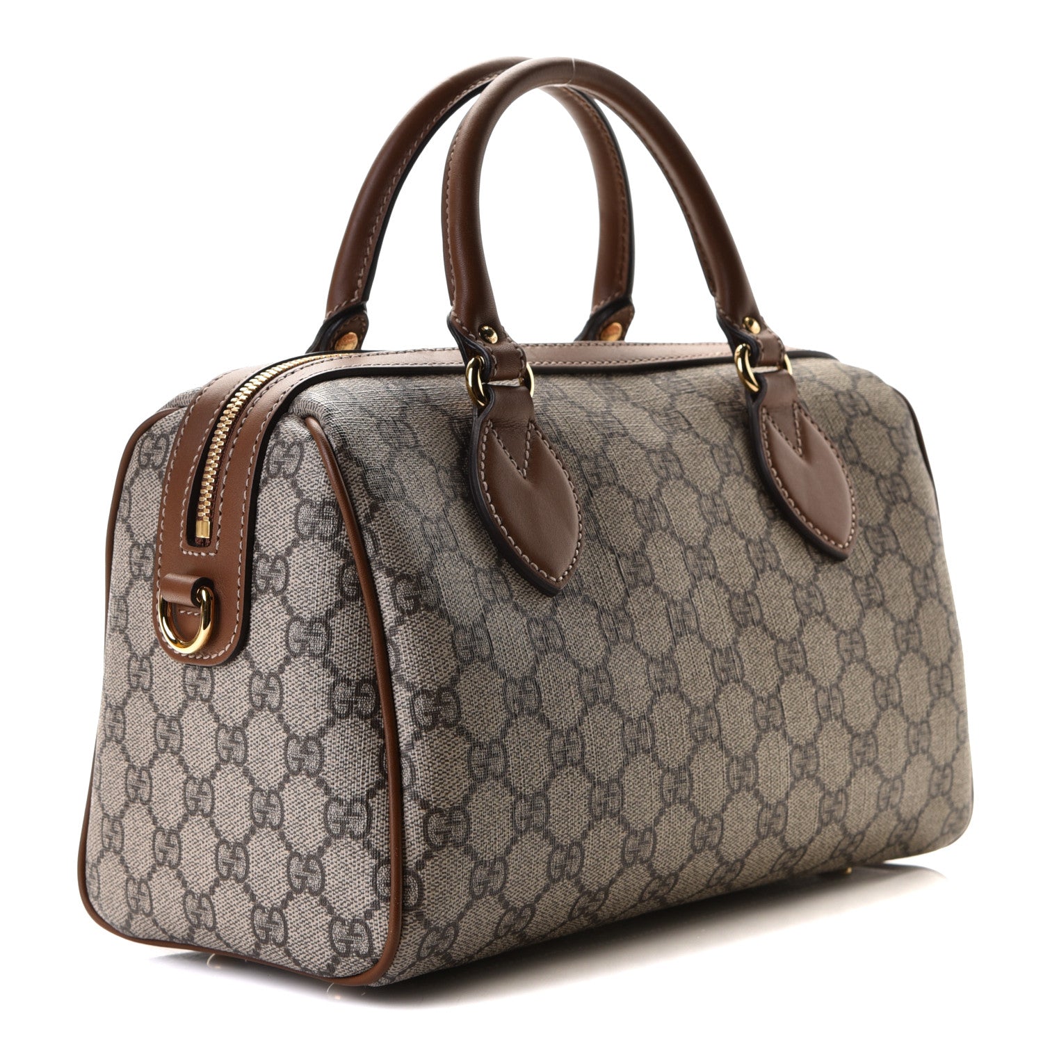 Gucci GG Supreme Monogram Floral Embroidered Small Boston Brown 3 of 9