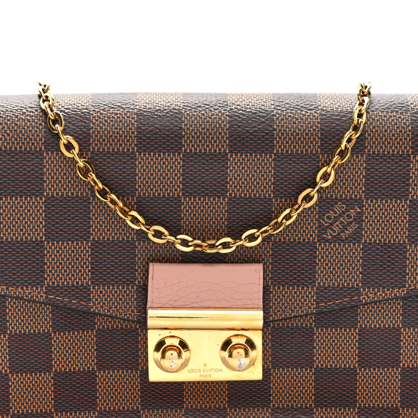 Damier Ebene Croisette Chain Wallet Magnolia