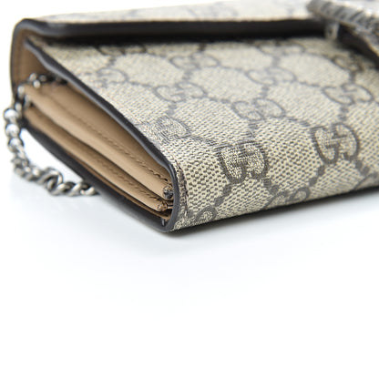 Gucci GG Supreme Monogram Dionysus Chain Clutch Wallet Beige Taupe 7 of 9