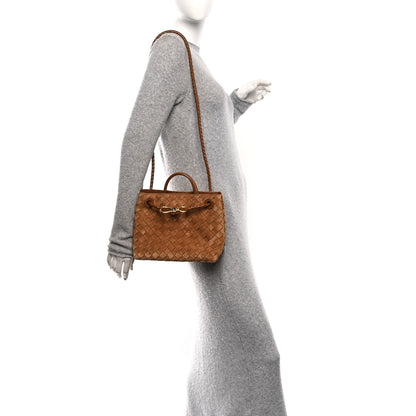 Bottega Veneta Suede Intrecciato Small Andiamo Shoulder Bag Amber 2 of 9