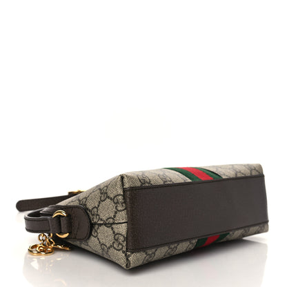 Gucci GG Supreme Monogram Textured Dollar Calfskin Web Small Ophidia Dome Shoulder Bag Beige Ebony New Acero 4 of 11