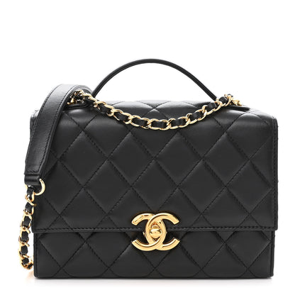 Chanel Lambskin Quilted Mini Golden Plate Flap Black 1 of 11
