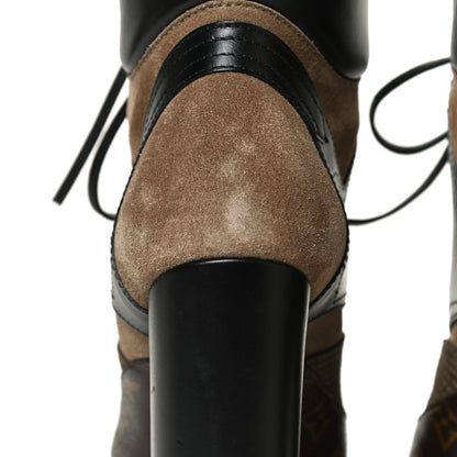 Louis Vuitton Suede Calfskin Monogram Star Trail Ankle Boots 38.5 Khaki 10 of 12