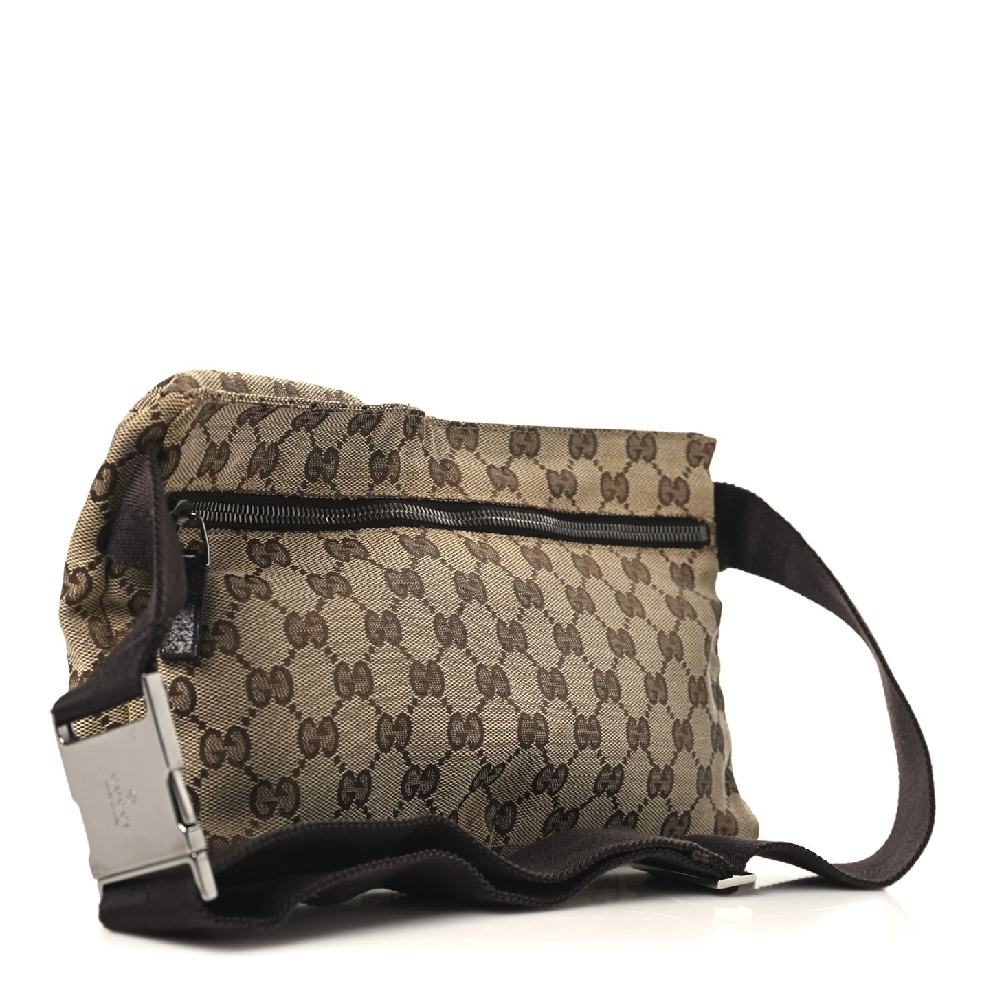GG Monogram Double Pocket Belt Bag Dark Brown