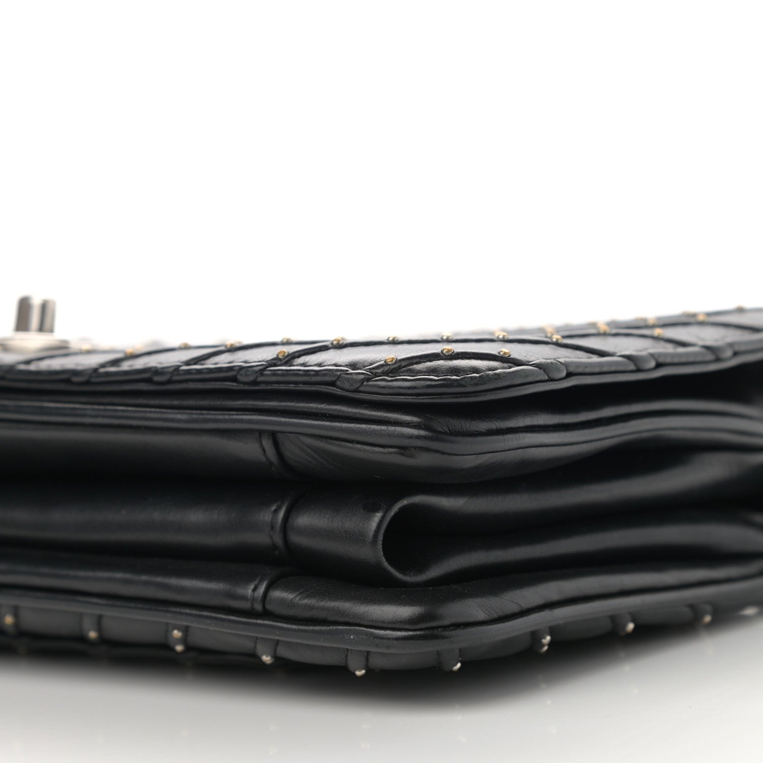 Chanel Calfskin Studded Chevron Quilted Flap Black 10 of 12