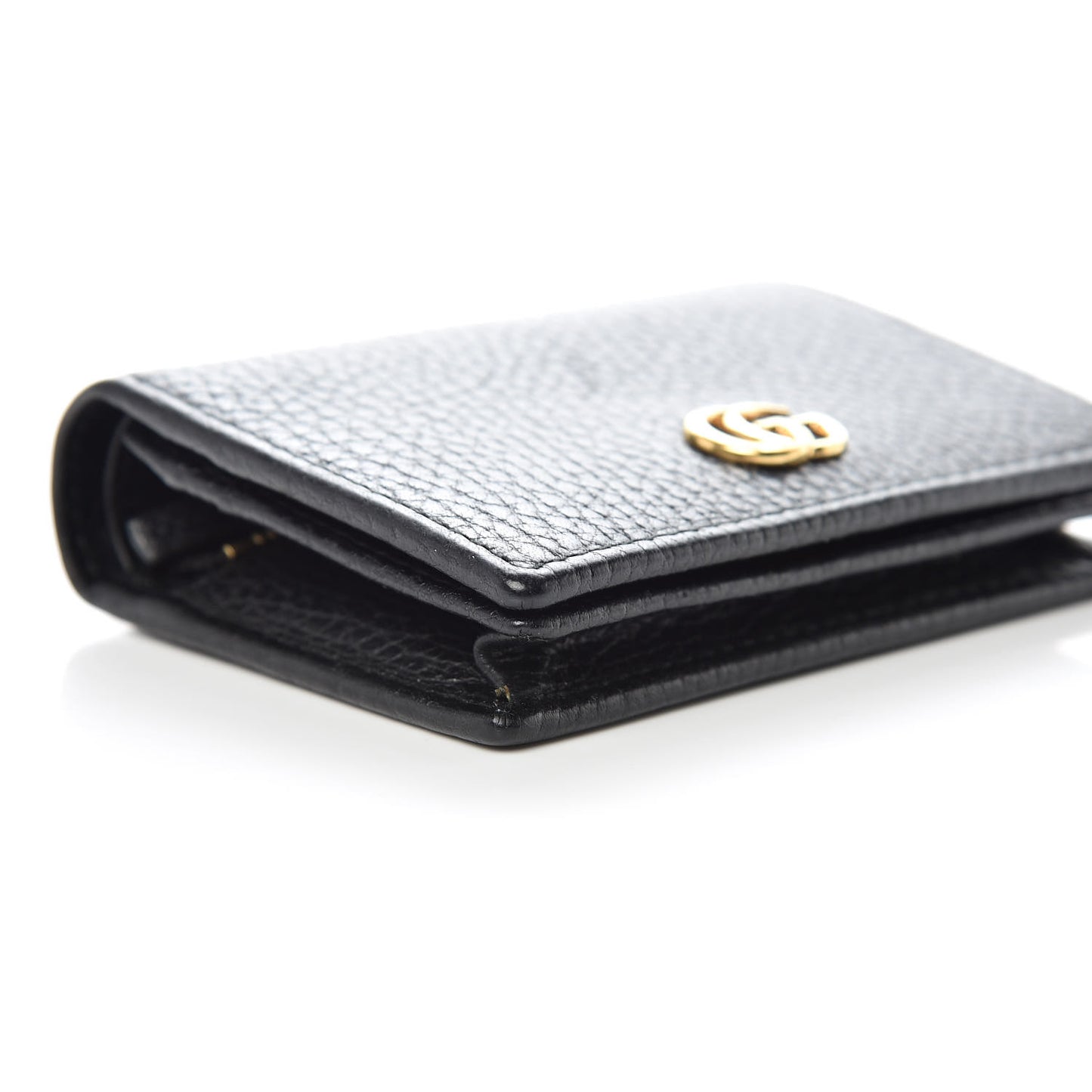 Pebbled Calfskin GG Marmont Card Case Black