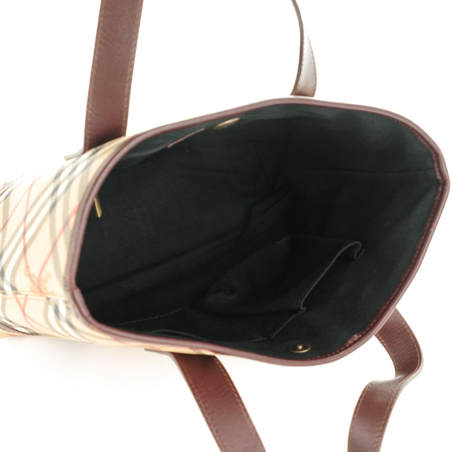 Burberry Haymarket Check Studded Tote Chocolate 5 of 11