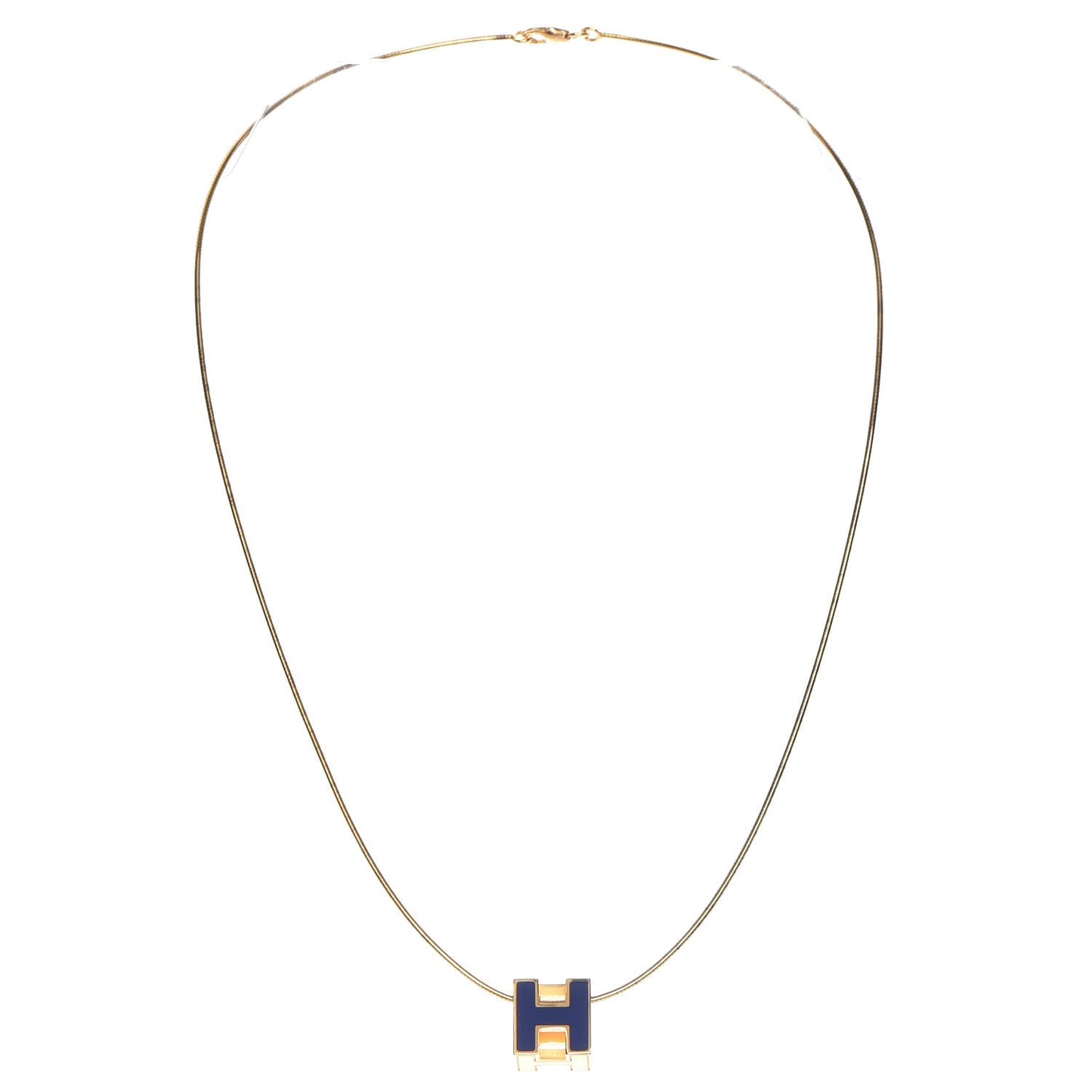 Gold Lacquered Cage d'H Pendant Necklace Bleu Electrique
