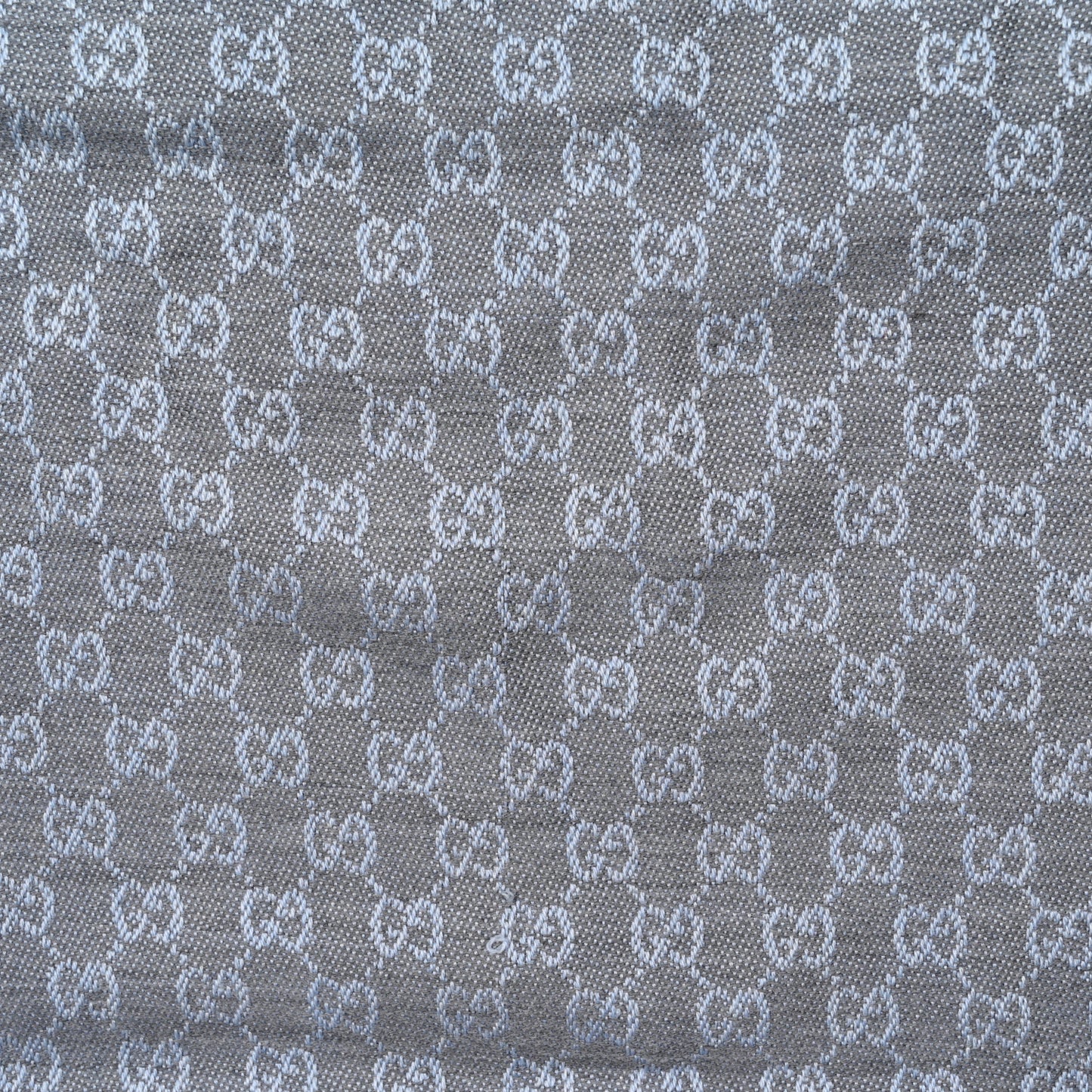 Wool GG Monogram Reversible New Sten Fringe Scarf Flannel Sky Blue