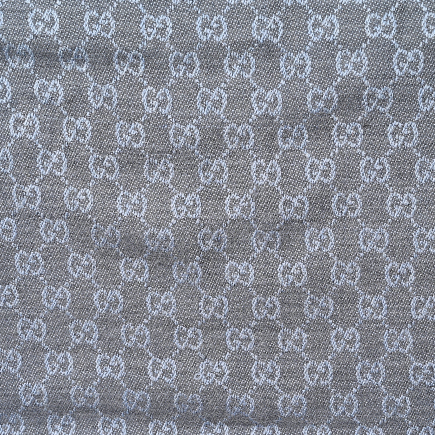 Gucci Wool GG Monogram Reversible New Sten Fringe Scarf Flannel Sky Blue 4 of 6