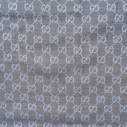 Gucci Wool GG Monogram Reversible New Sten Fringe Scarf Flannel Sky Blue 4 of 6