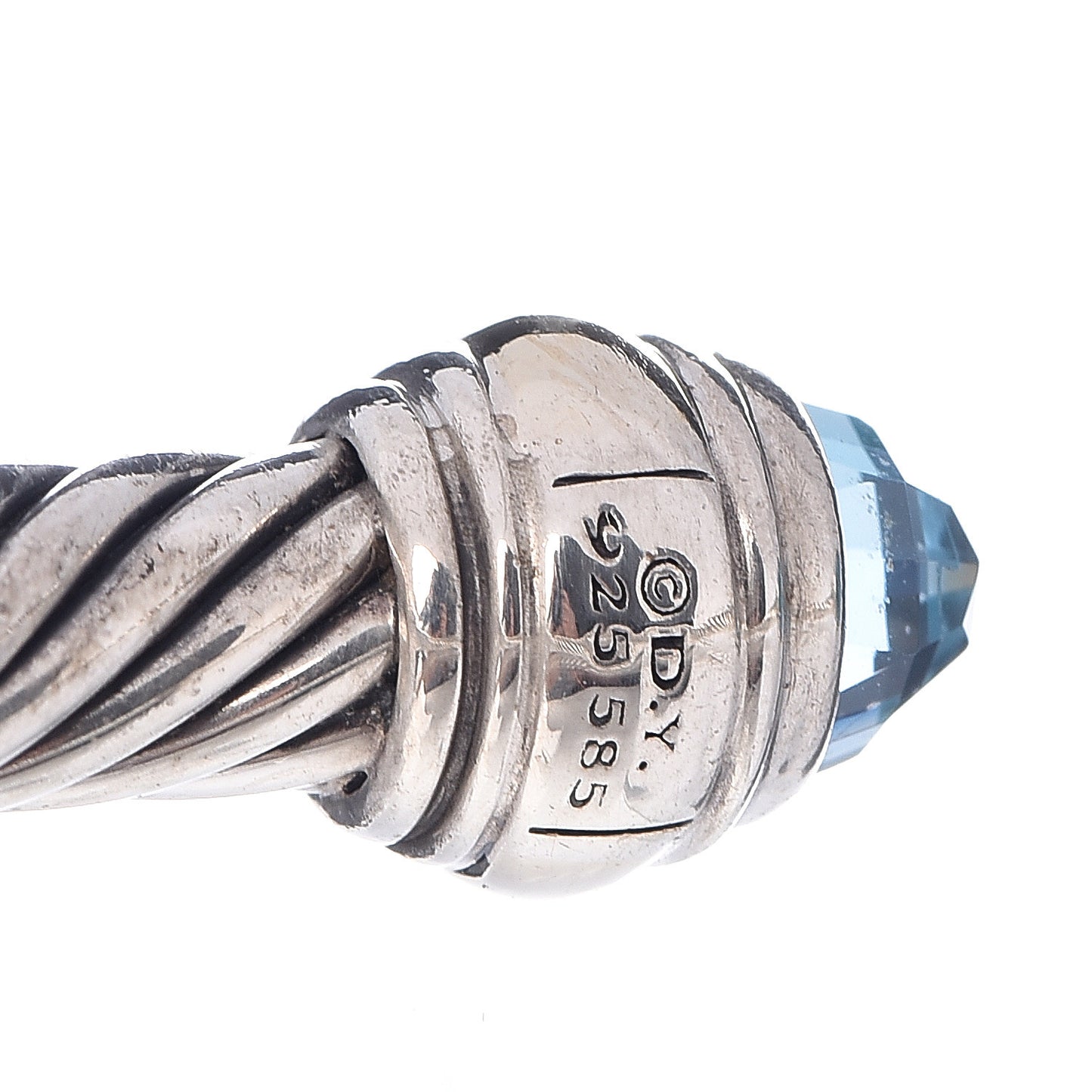 Sterling Silver 14K Yellow Gold Blue Topaz 5mm Cable Classics Bracelet