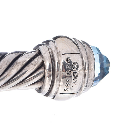 David Yurman Sterling Silver 14K Yellow Gold Blue Topaz 5mm Cable Classics Bracelet 4 of 4