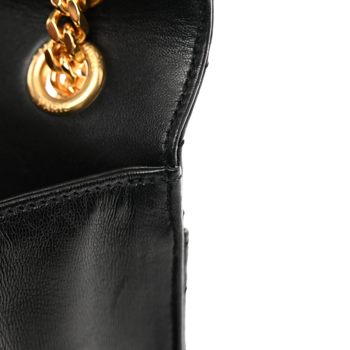 Lambskin Matelasse Chevron Medium Monogram Satchel Black