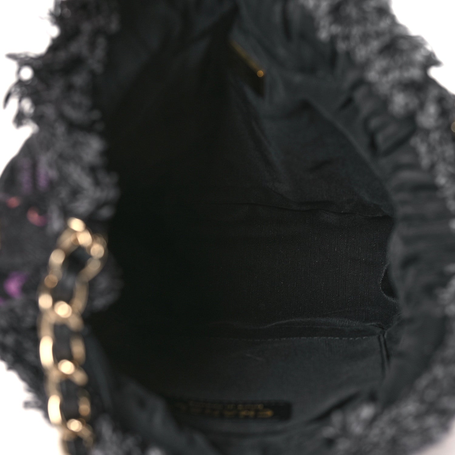 Chanel Denim Quilted Mood Small Bucket With Chain Black Multicolor 5 of 9
