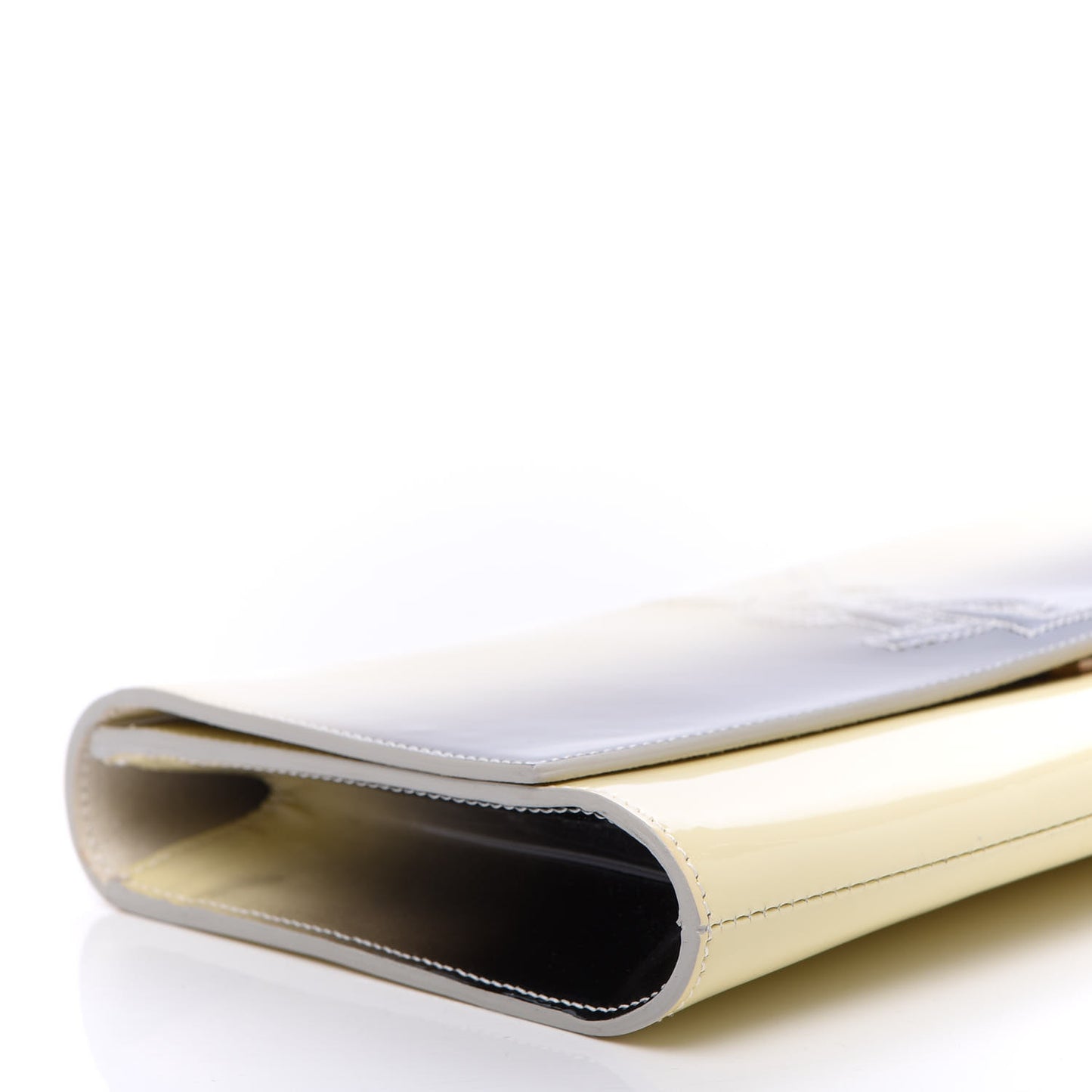 Patent Calfskin Ombre Monogram Large Belle De Jour Clutch Ivory Black