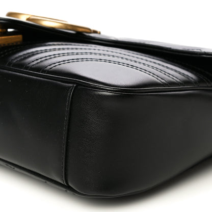 Gucci Calfskin Matelasse Medium GG Marmont Shoulder Bag Black 11 of 15