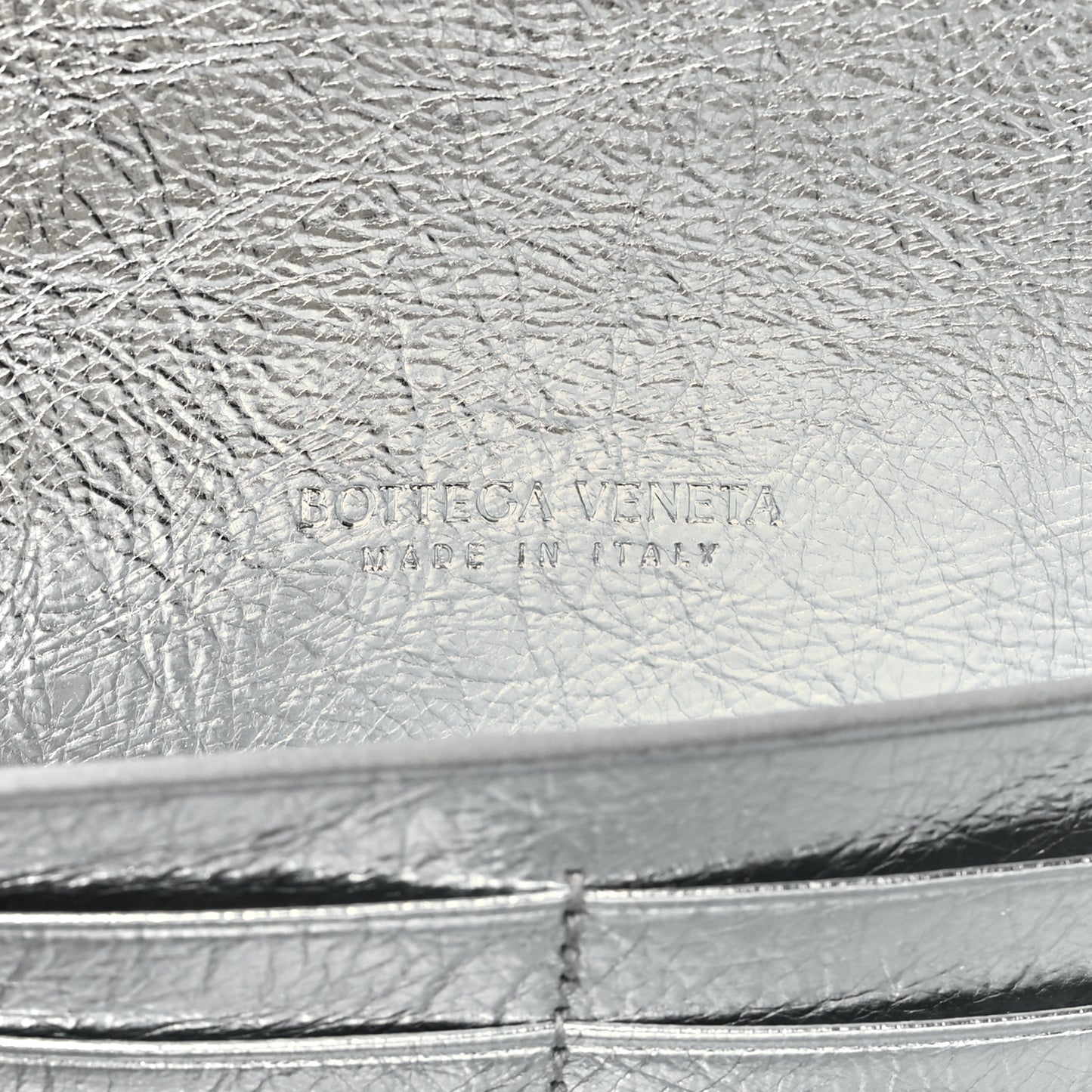 Metallic Nappa Intrecciato Long Andiamo Top Handle Silver