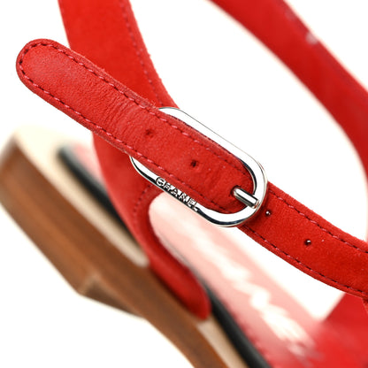 Chanel Suede Calfskin Chain CC Thong Sandals 36.5 Red 11 of 12