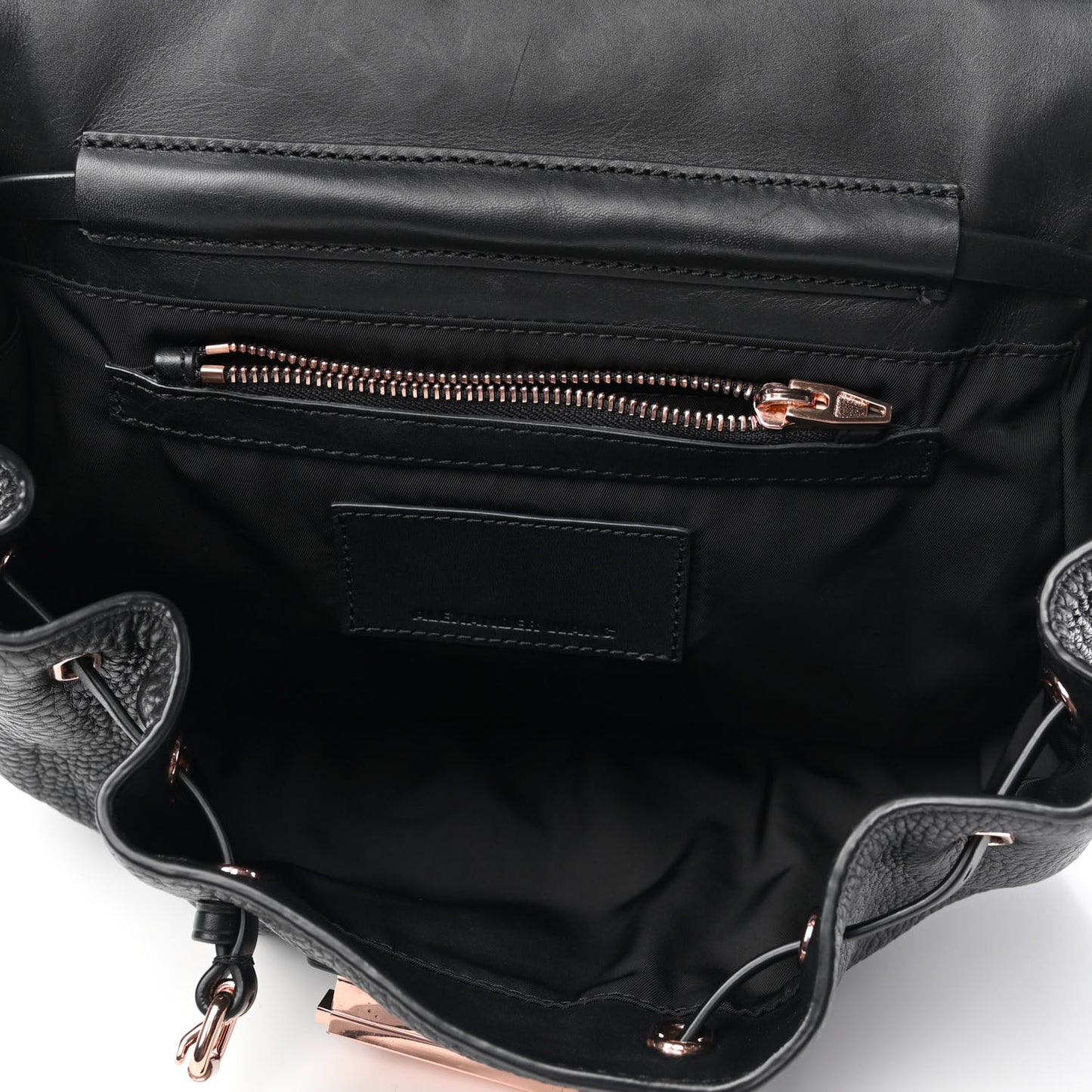 Pebbled Calfskin Prisma Skeletal Backpack Black Rose Gold Hardware