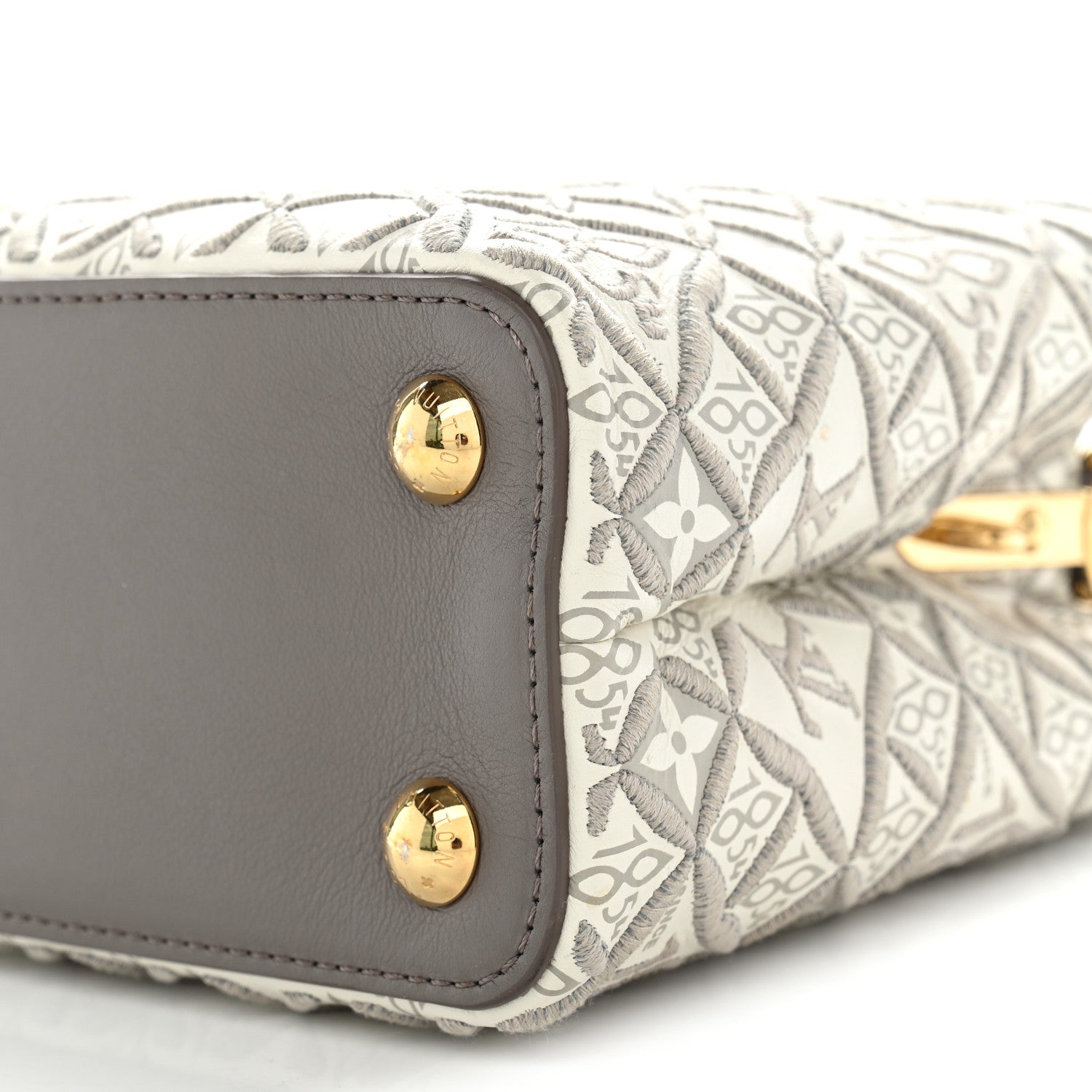 Louis Vuitton Calfskin Since 1854 Embroidered Capucines BB Ecru Taupe 10 of 10