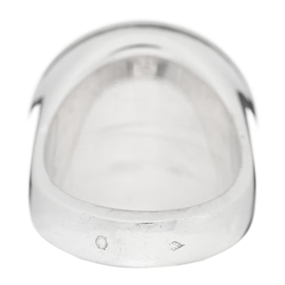 Hermes Sterling Silver Enamel Logo Ring 52 6 Black 4 of 4