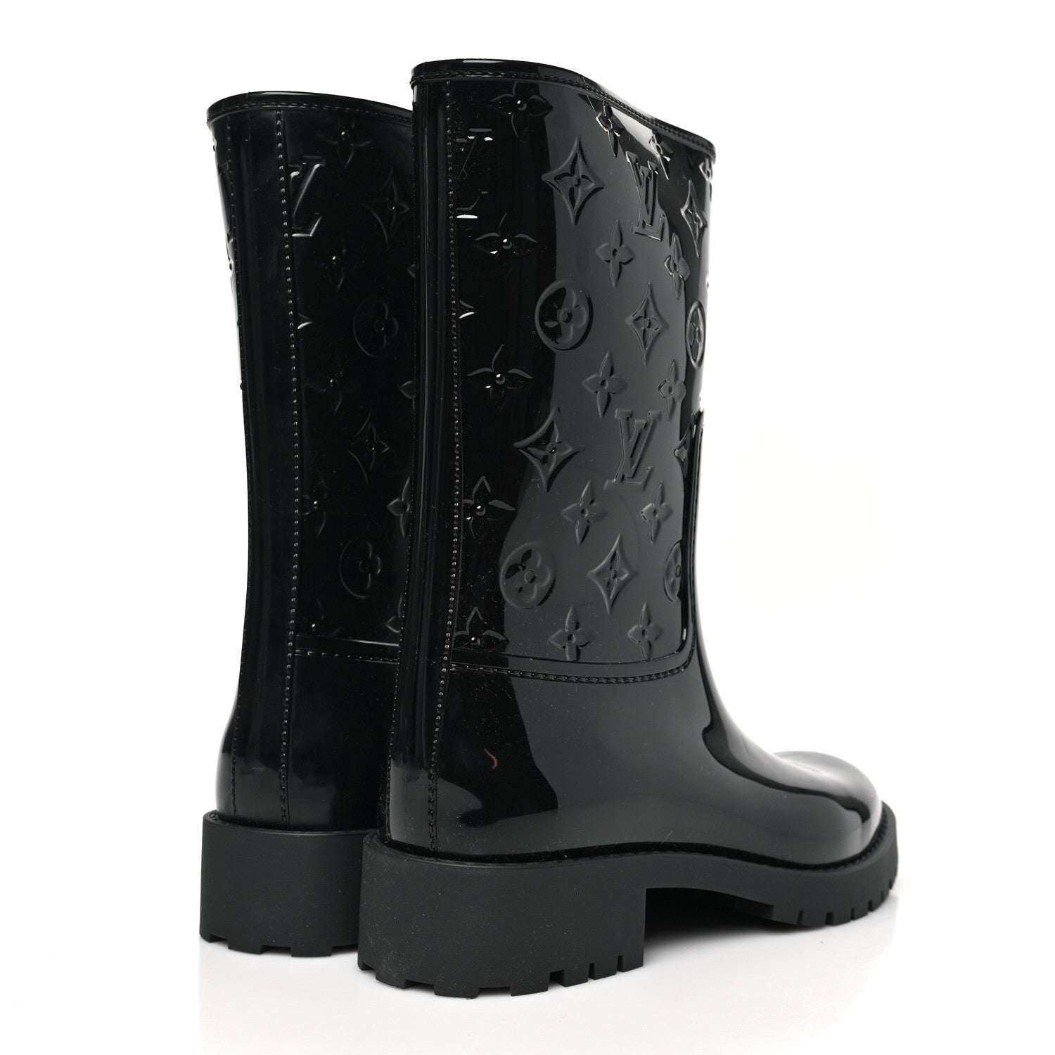 Louis Vuitton Rubber Embossed Monogram Splash Rain Short Boots 38 Black 5 of 8