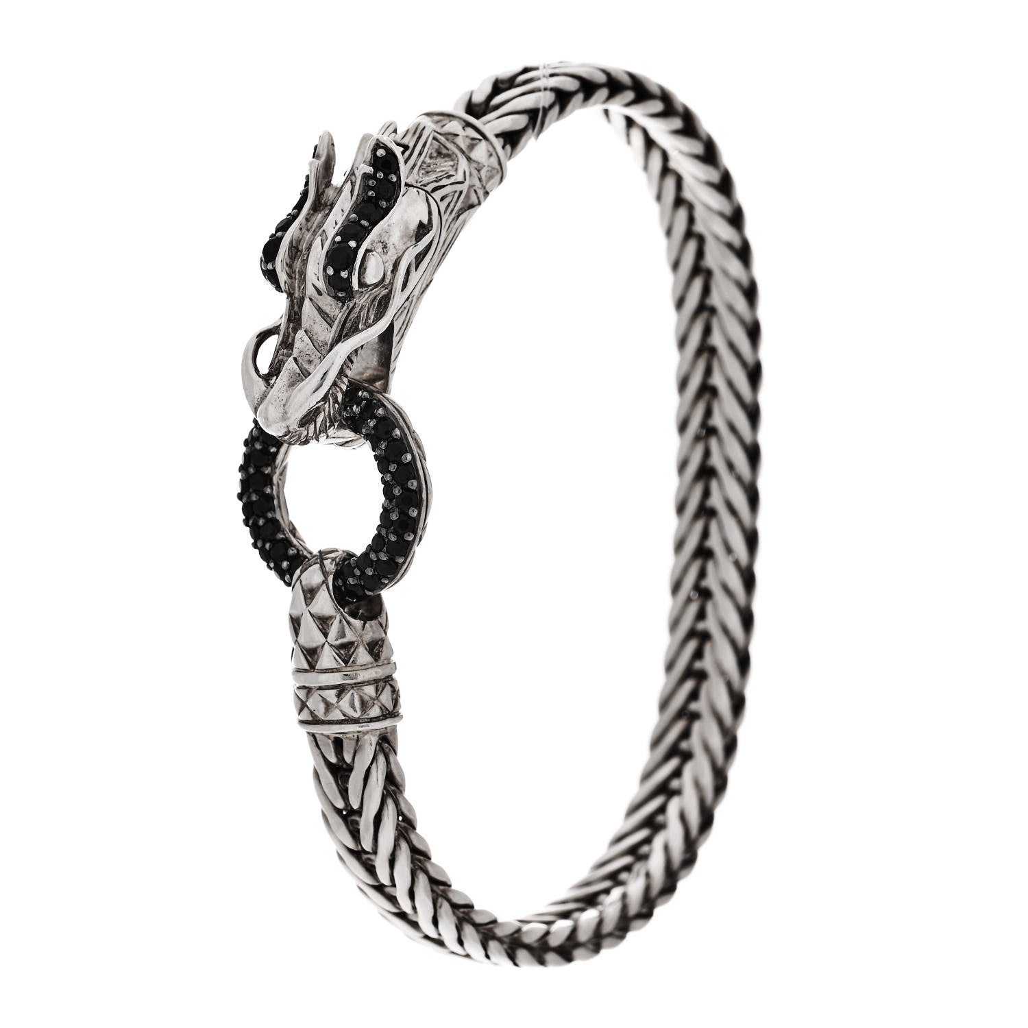 John Hardy JOHN HARDY Sterling Silver Black Sapphire Legends Naga Station Bracelet 1 of 4
