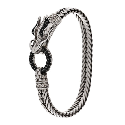 John Hardy JOHN HARDY Sterling Silver Black Sapphire Legends Naga Station Bracelet 1 of 4