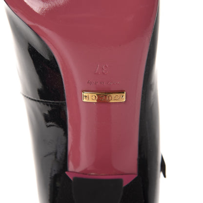 Gucci Patent Pearl Taide T-Strap Mid Heel Pumps 37 Black 7 of 10