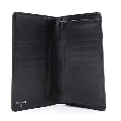 Chanel Lambskin Camellia Embossed Yen Wallet Black 5 of 10