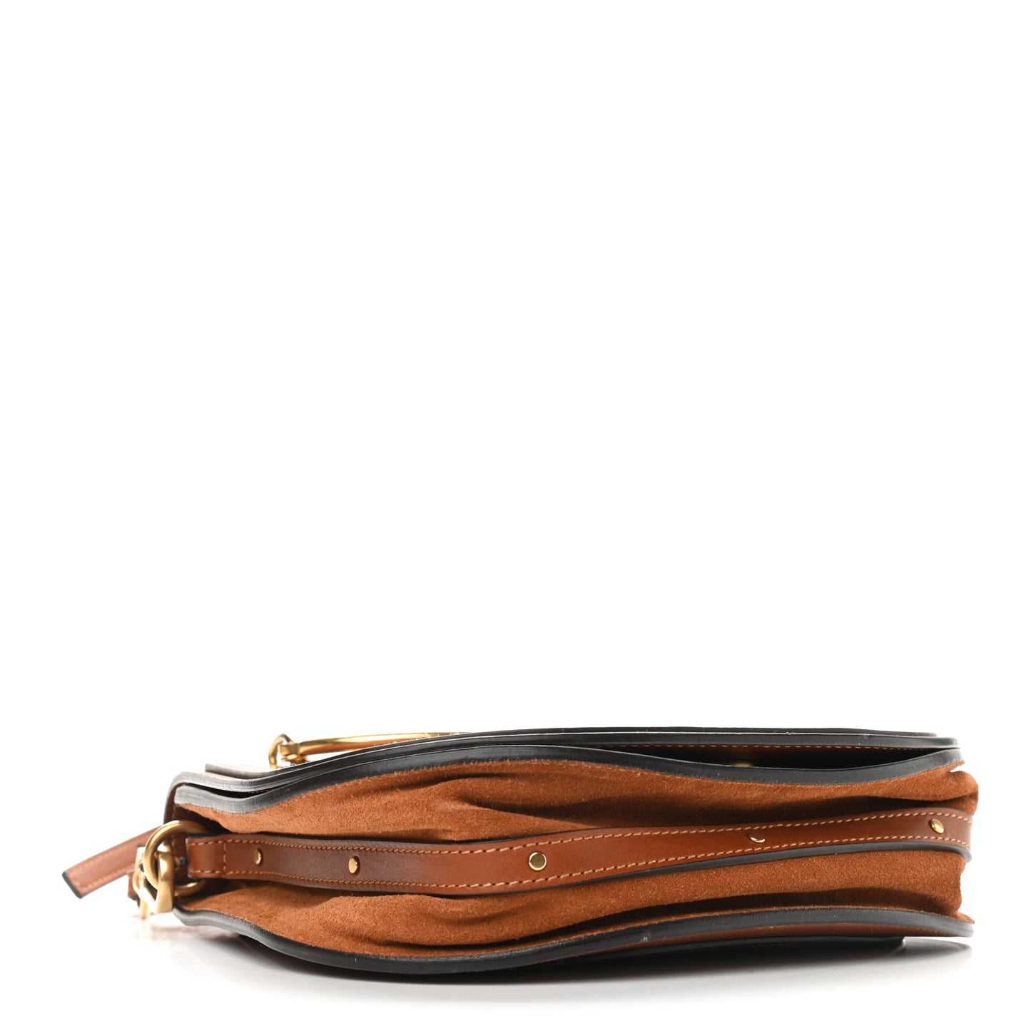 Calfskin Suede Medium Nile Bracelet Bag Caramel