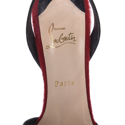 Christian Louboutin Patent Calfskin Pony Hair Passiflore 140 Platform Sandals 41 Black Red Flame 5 of 7