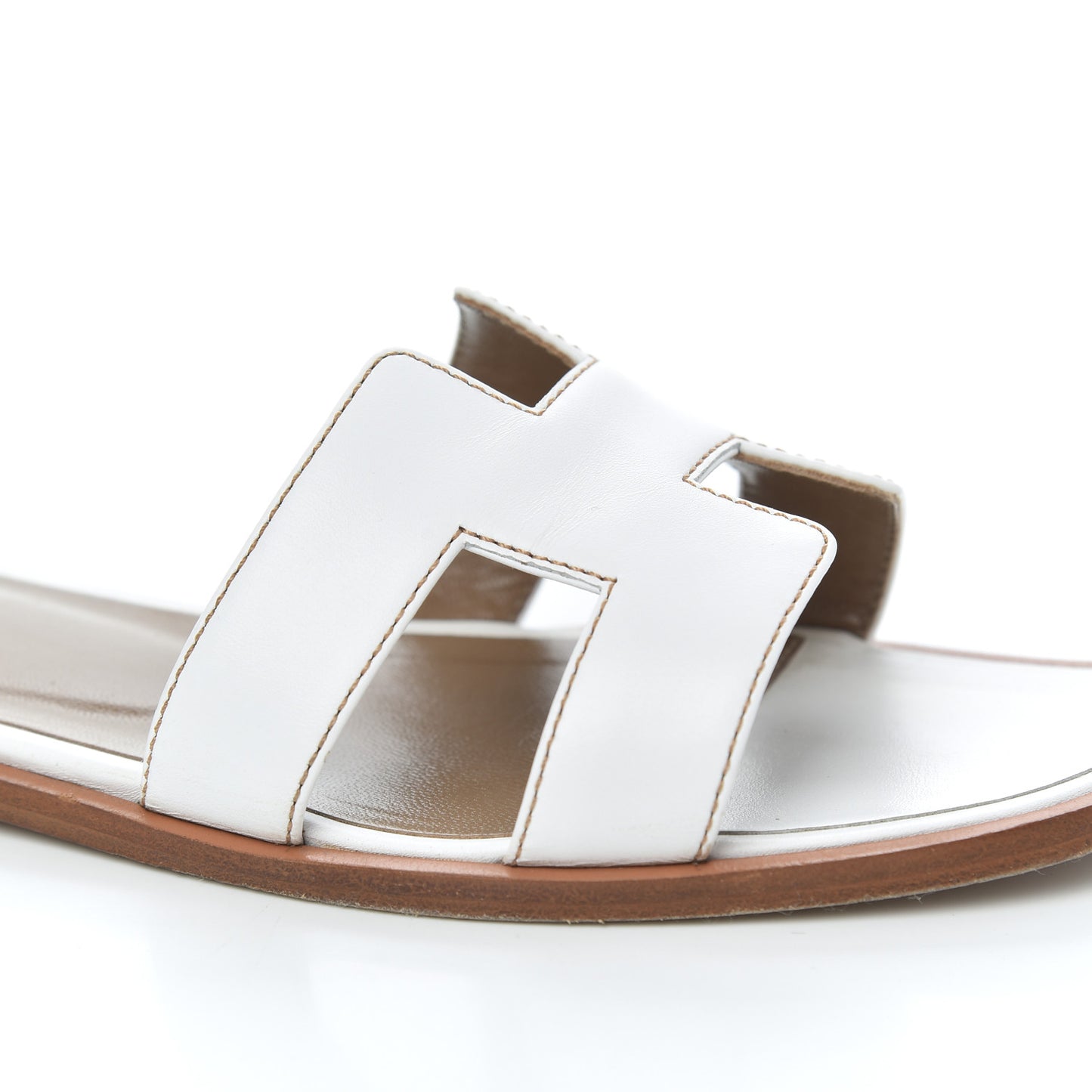 Box Calfskin Oran Sandals 36 White