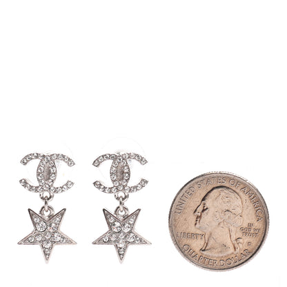 Chanel Crystal CC Starfall Drop Earrings Silver 2 of 5
