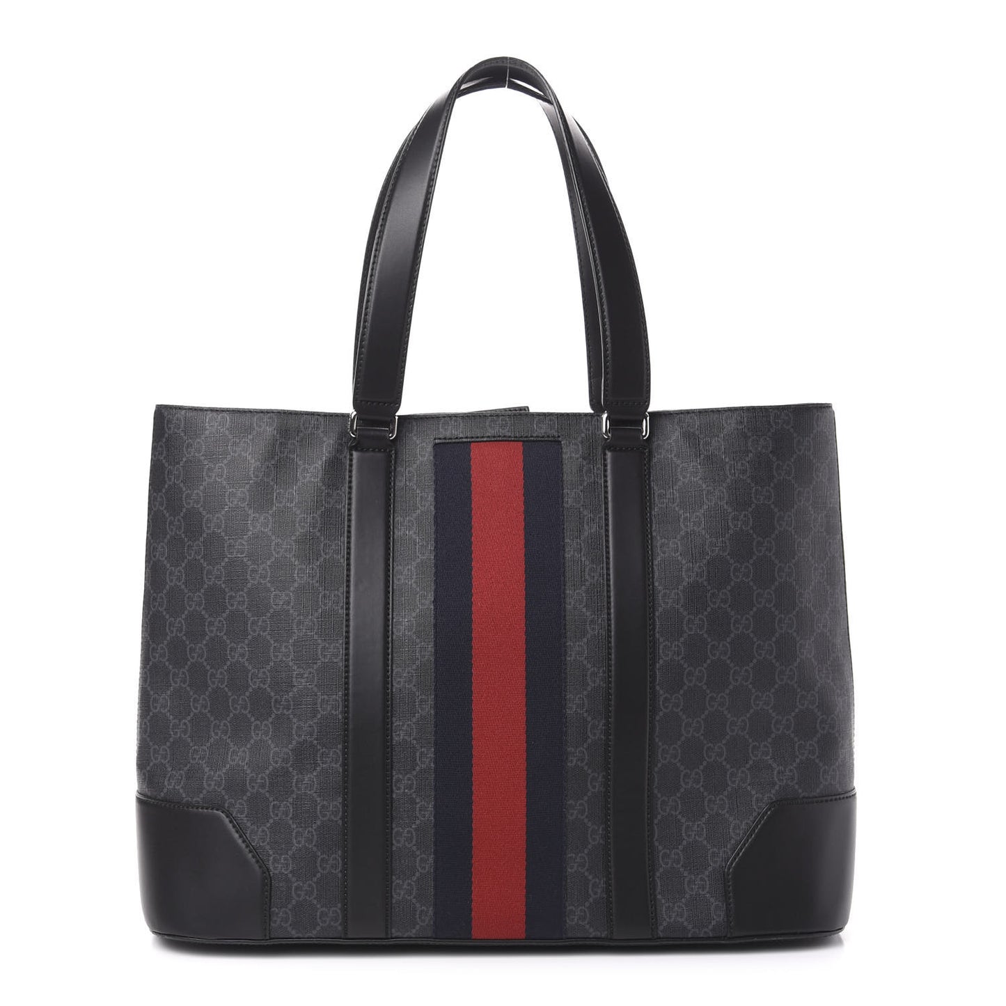 GG Supreme Monogram Web Tote Black Grey
