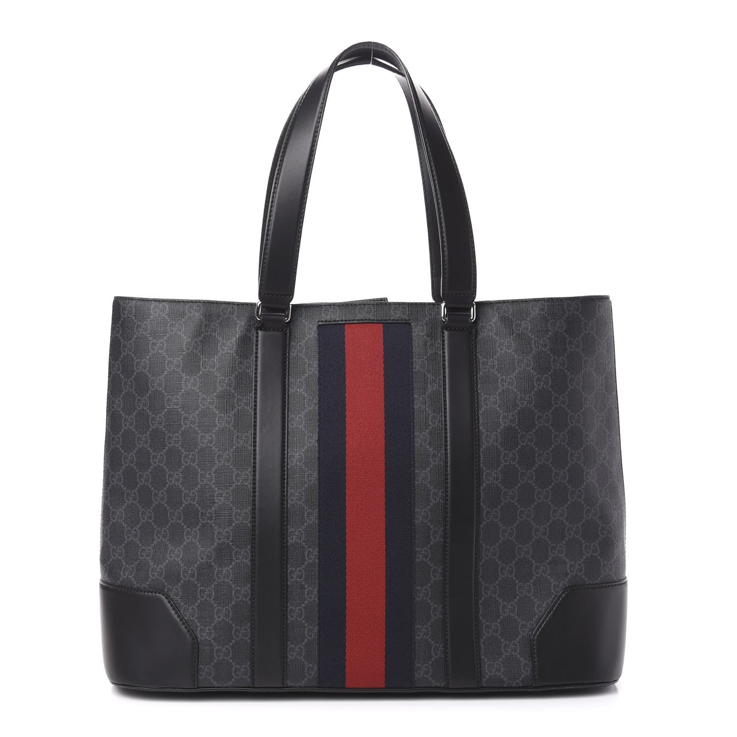 Gucci GG Supreme Monogram Web Tote Black Grey 1 of 11
