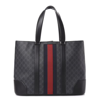 Gucci GG Supreme Monogram Web Tote Black Grey 1 of 11