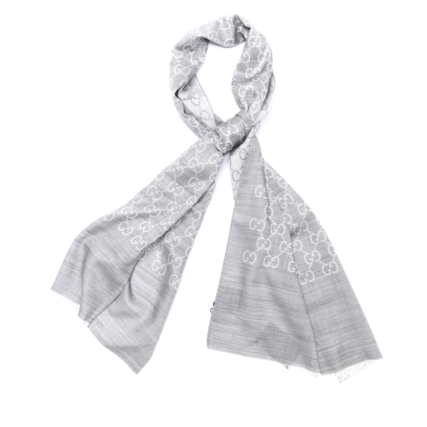 Wool Silk GG Monogram GGNat Scarf Lead
