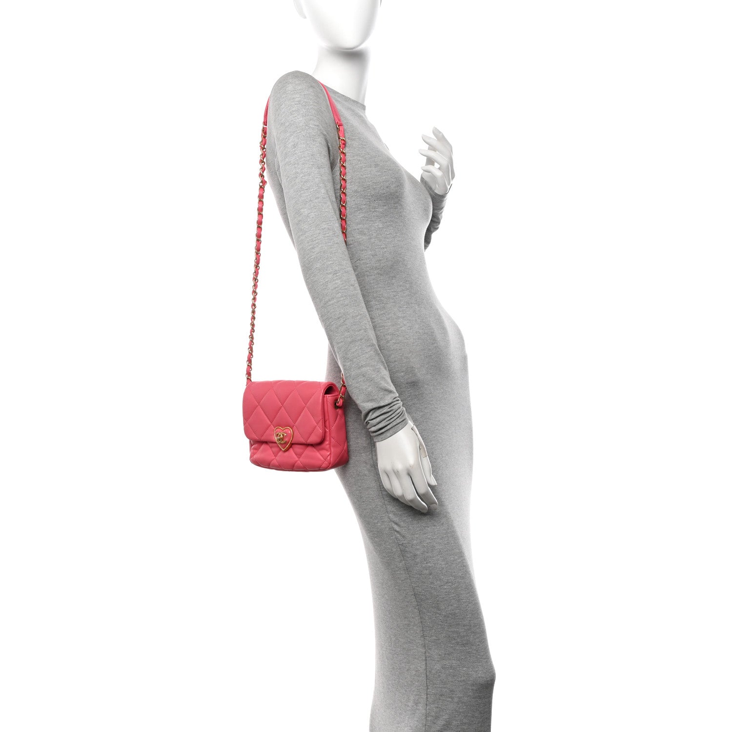 Chanel Lambskin Plexiglass Quilted Coco Love Mini Flap Pink