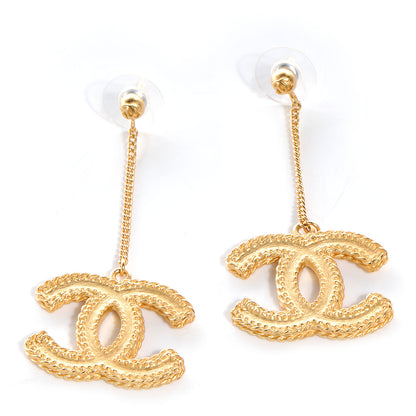 Chanel CC Drop Earrings Matte Gold 1 of 5