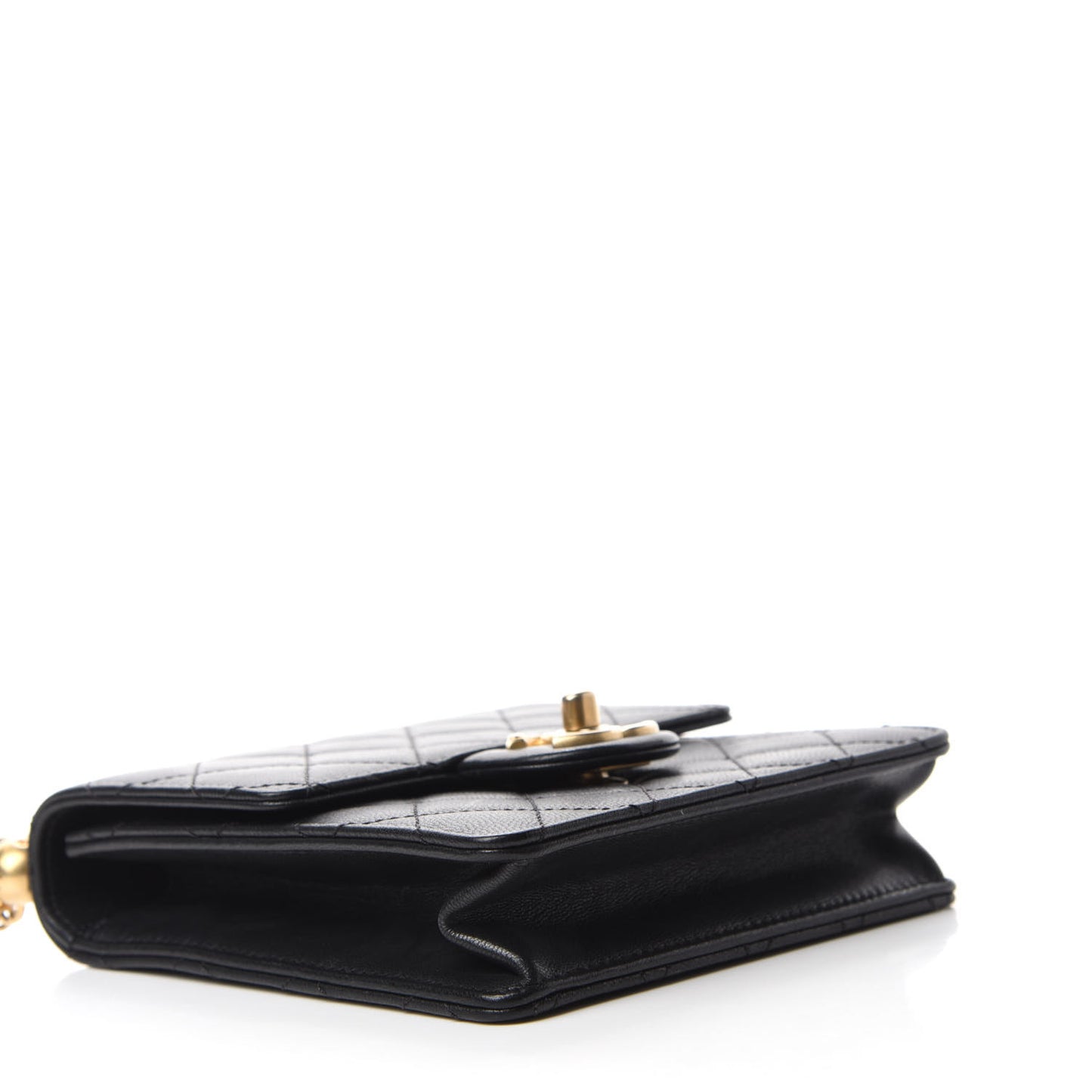 Goatskin Quilted Chic Pearls Flap Black