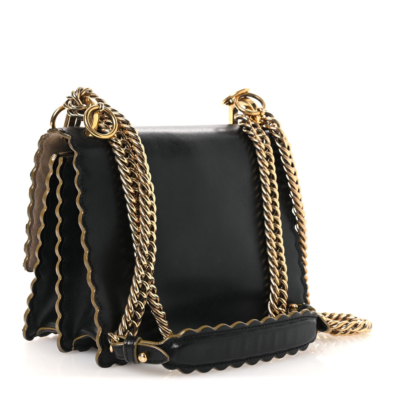 Fendi Vitello Liberty Scalloped Studded Small Kan I Shoulder Bag