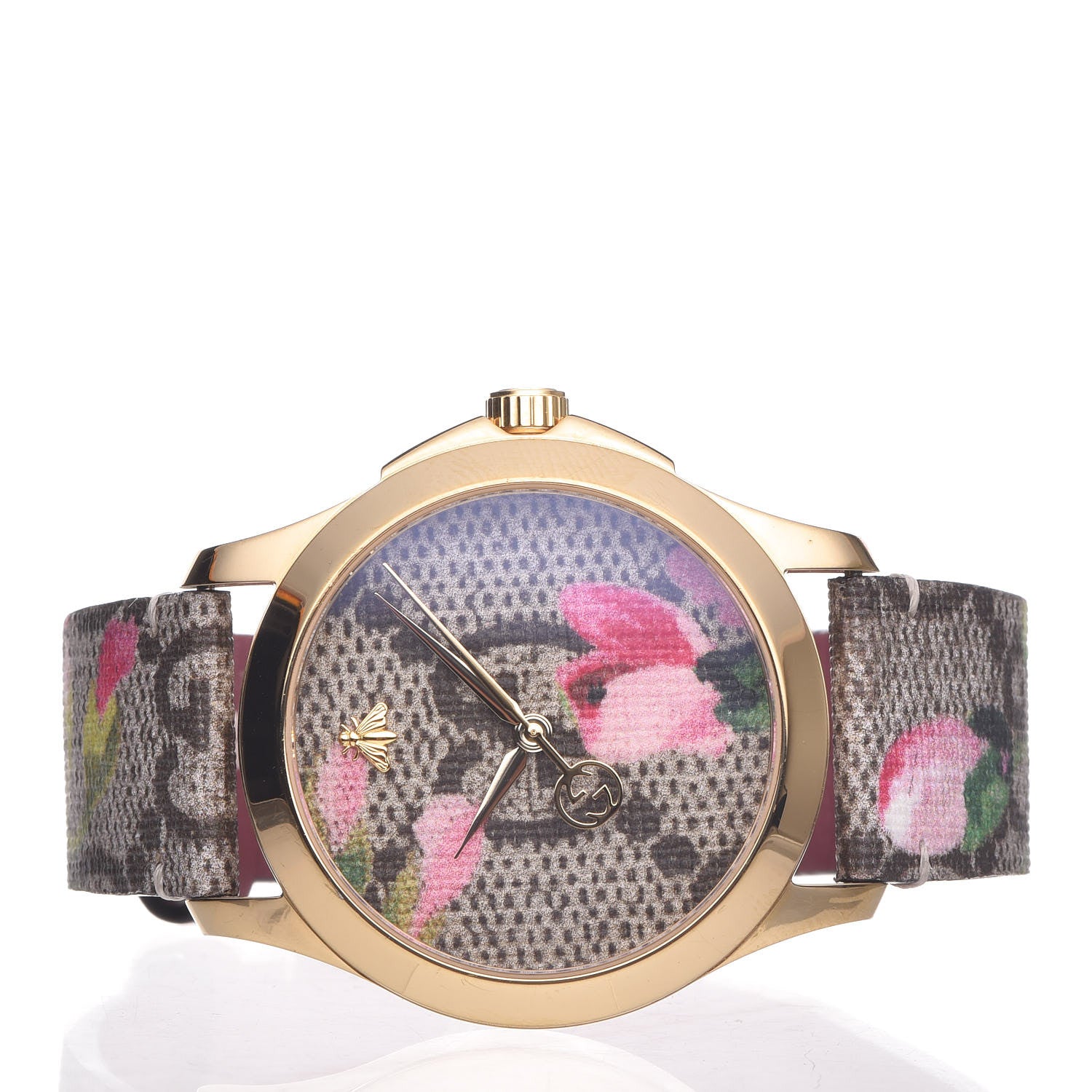 Gucci Stainless Steel Canvas 38mm G-Timeless Supreme GG Blooms Quartz Watch Brown 3 of 9