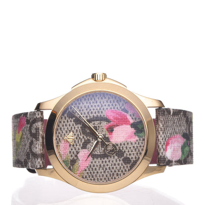 Gucci Stainless Steel Canvas 38mm G-Timeless Supreme GG Blooms Quartz Watch Brown 3 of 9